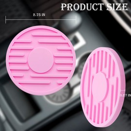 MEAJOO 2-Piece Car Cup Holder Insert – 2.75 Inch Non-Slip Drink Coaster, Universal Fit for Auto Cup Holders – Perfect for Coffee, Soda & Water Bottles (Pink)