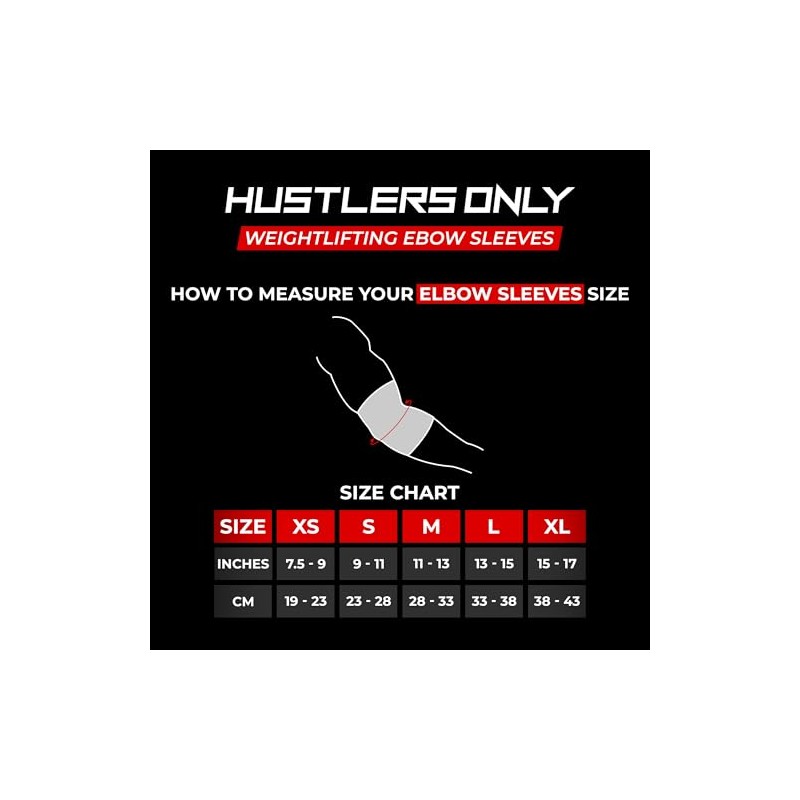 Hustlers Only Elbow Sleeves Weightlifting 5mm Neoprene Compression Elbow Support