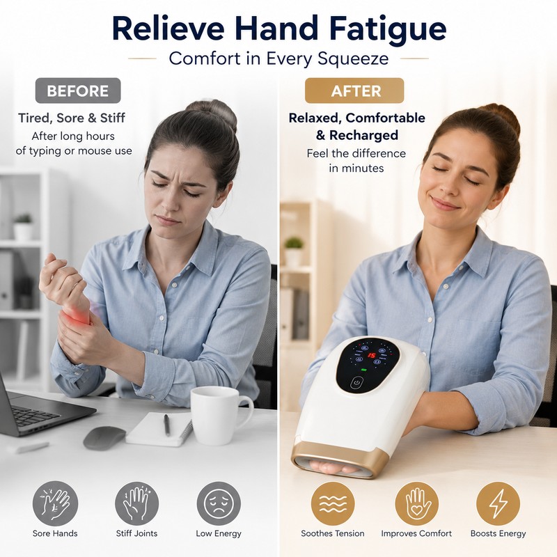 Portable Hand Massager for Office Relaxation – Heated Air Compression