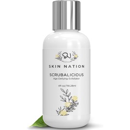 Exfoliating Face Scrub, Facial Wash - Made With Organic Natural Ingredients, Glycolic Acid, Jojoba Beads, Aloe Vera, Tea Tree, MSM, Effective Anti Aging Anti Wrinkle. Skin Nation by Michelle Stafford