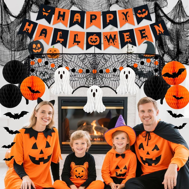 Halloween Party Decorations, 29Pcs Halloween Indoor Decorations Kit with Mantel
