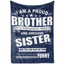 InnoBeta Gifts for Brother Adult from Sister, Bed Flannel Blankets Throws for Brothers for Birthday, Christmas (50"x 65") - Awesome Sister