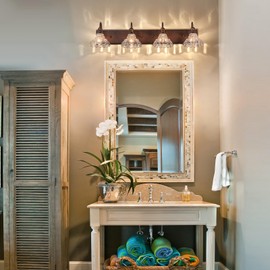 EDISLIVE Vintage Vanity Light for Bathroom ORB 4-Light Bath Wall Light Fixture with Clear Flower Glass Shades 36.22" E12 Antique Wall Sconce for Bedroom Hallway Living Room Vanity Mirror