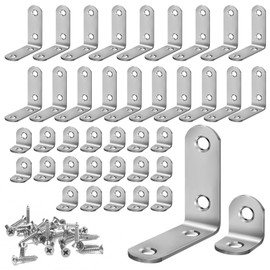 40 pcs Angle Brackets, 16x20mm, 16x50mm Corner Bracket Stainless Steel L Brackets for Wood, 90-Degree Corner Brackets for Wood with Screws for Fixing and Repairing Furniture, Shelves, Window, Cabinet