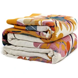 Boho Throw Blanket 100% Cotton Ultra Soft Bed Throw Large Summer Blanket Floral Bird and Butterfly Farmhouse Decor Bed Blankets,60"×80" All Season Blankets for Sofa Couch Chair