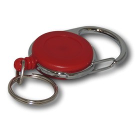 EPOSGEAR Retractable Reel Recoil Pull Key Ring Chain Cord Clip Ski Pass ID Card Badge Holder (1 Pack, Red - Keyring)