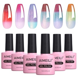 AIMEILI- Esmalte de uñas en gel camaleón, sin hema, que cambia de color, kit de manicura con esmalte en gel UV                                        
