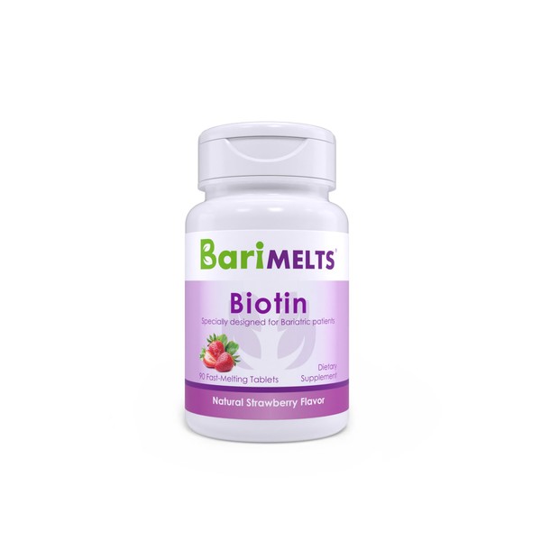 BariMelts Biotin, Dissolvable Bariatric Vitamins, Natural Strawberry Flavor, Sugar-Free, 90 Fast Melting Tablets