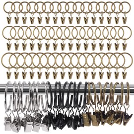 Glarks 40Pcs 35mm/1.4 Inch Bronze Curtain Rings with Clips, Rustproof Metal Drapery Curtain Hanging Rings with Drapery Clips, Decorative Curtain Rod Clips Rings Hangers for Window Door Shower Curtain