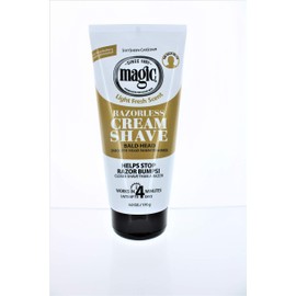 Magic Razorless Cream Shave, Bald Head Smooth Head Maintenance, Light Fresh Scent 6 oz