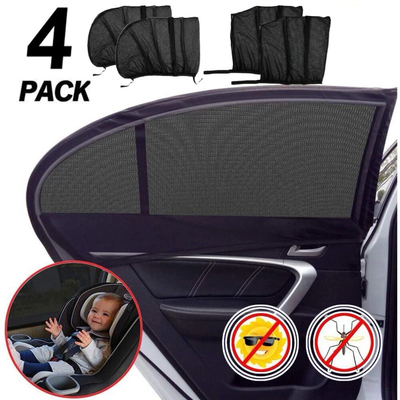 AUTOXBERT 4× Universal Car Side Window Sun Shade Breathable Screen