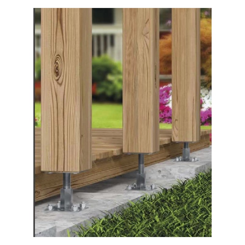 Heavy Duty Galvanised Adjustable 100-150mm Elevated Post Base Support for