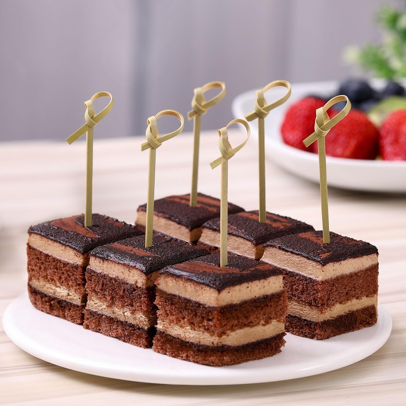100 Pcs Cocktail Picks, 12cm Bamboo Knot Skewers for Appetizers,