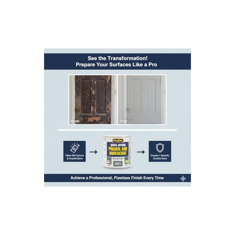 Rustins Quick Drying Primer And Undercoat Grey 1L