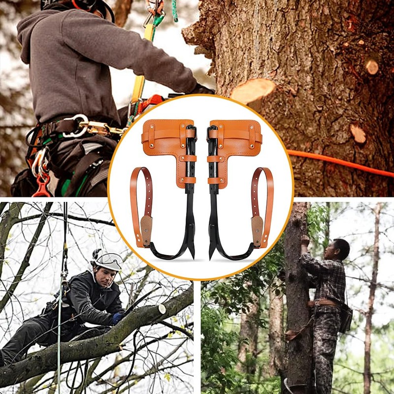 MYCGJH Upgrade Cow Leather Tree Climbing Spikes Set with Harness
