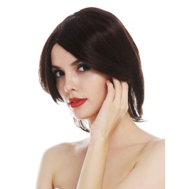 WIG ME UP - CM-247-MT-6 Women's Wig Monofilament Short Shag Shab Longbob Straight Layered Parted Brown