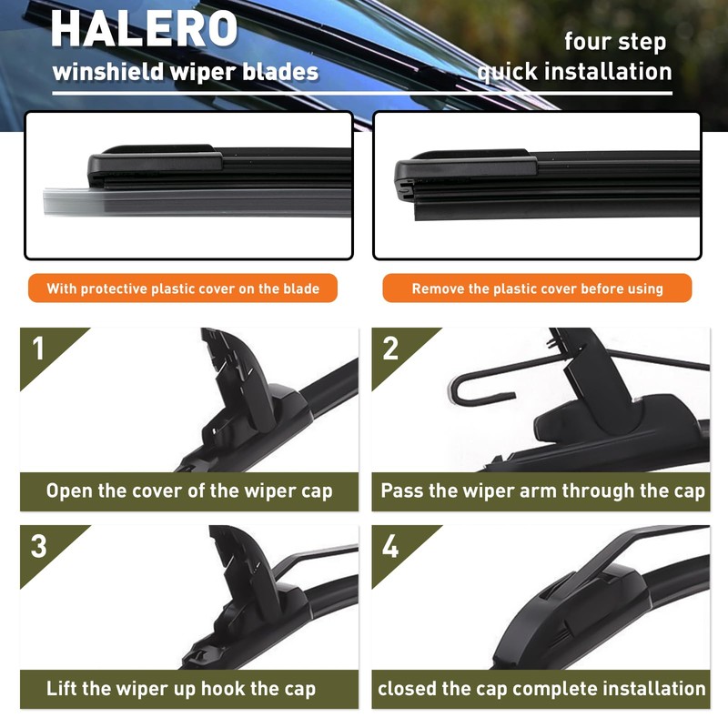 22"+22" Windshield Wiper Blades All-Season Durable and Stable Wiper Blades