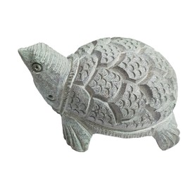 athizay Stone Tortoise for Garden Decor || Grey Color Turns Black After Dipping in Oil || Handcrafted Item Stone Turtle Showpiece Light Grey 9.5 cm Long || 4 cm Tall