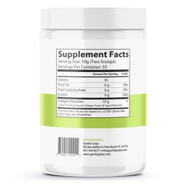 Gorilla Gulps | Hydrolyzed Collagen Peptides | Grass Fed Type I & III | All Natural, Non-GMO, Hormone Free, Gluten Free, Lactose Free | Made in USA | 3rd Party Tested