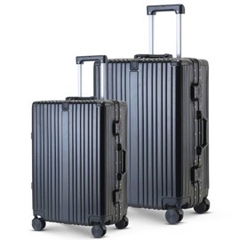 22 & 26 inch carry on Durable Suitcase with Cup Phone Holder USB Port Aluminium Frame Carry on Luggage with 8 Double Spinner Wheels TSA Lock Suitcase with Cup Holder Carry On Luggage with USB Port