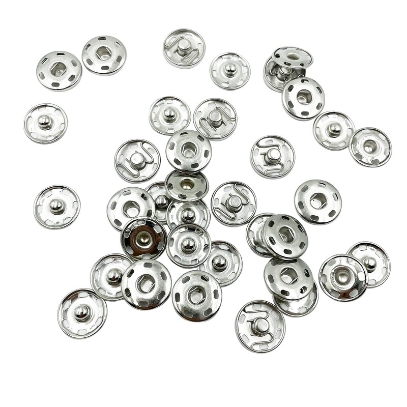 20 Sets Silver Sew-on Snap Button,Big Metal Snap Fastener Durable