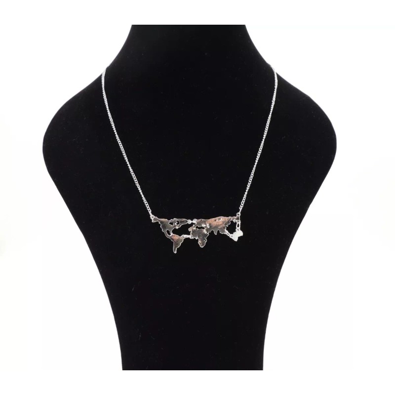 Patry Deluxe Collar Mapamundi Dije Viajero Mochilero Mapa Mundo Colgante