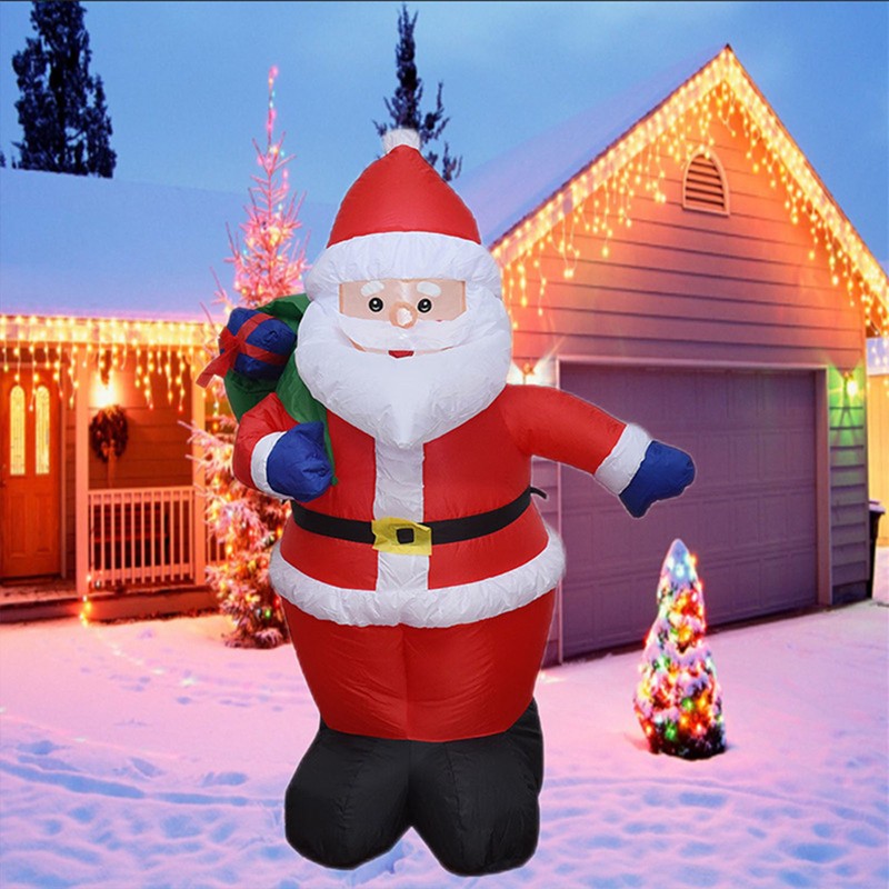 Christmas Inflatable Lights Blow Up Santa Gift Box with Bright