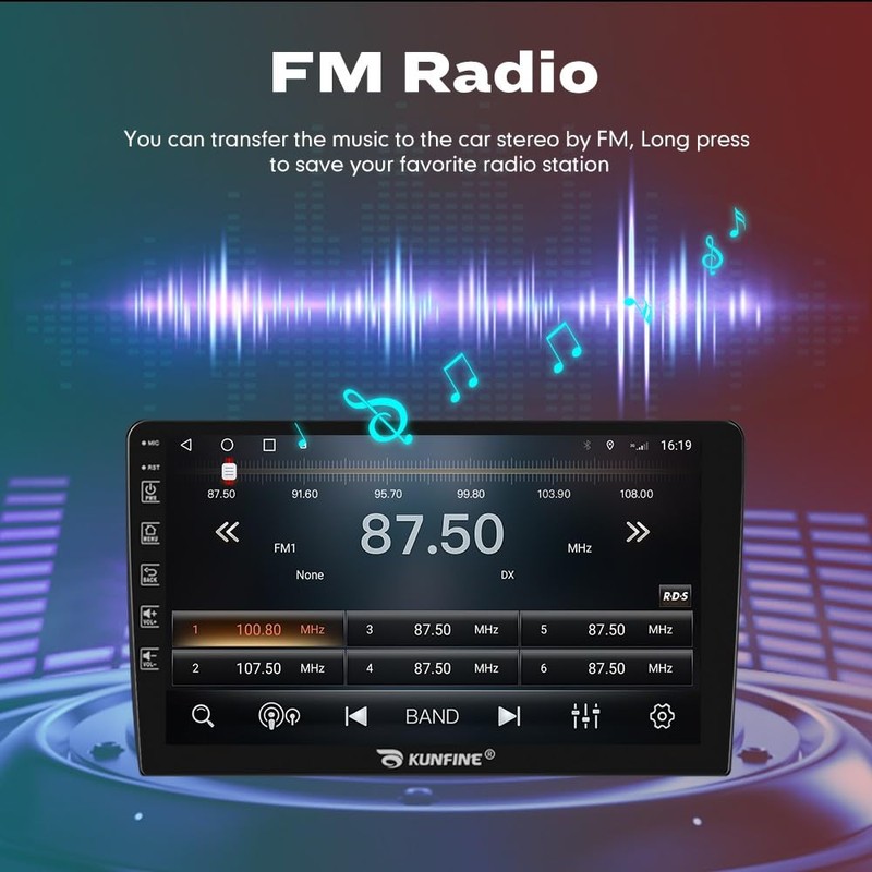 Kunfine Car CarPlay Android Auto Navigation Stereo GPS Radio Reverse