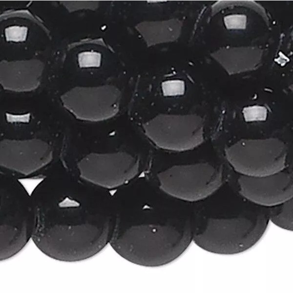 TMGP Black Obsidian Natural 4mm Round Gemstone Beads w/ 0.5-1.5mm