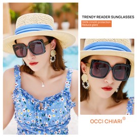 OCCI CHIARI Reader Sunglasses Women 2.75 Oversized Black Square Reading Sunglasses 1.0 1.25 1.5 1.75 2.0 2.25 2.5 2.75 3.0 3.5 (Black, 2.75)