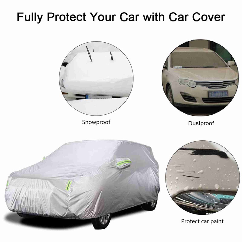 Car Cover Full Sedan Covers with Reflective Strip Sunscreen Protection