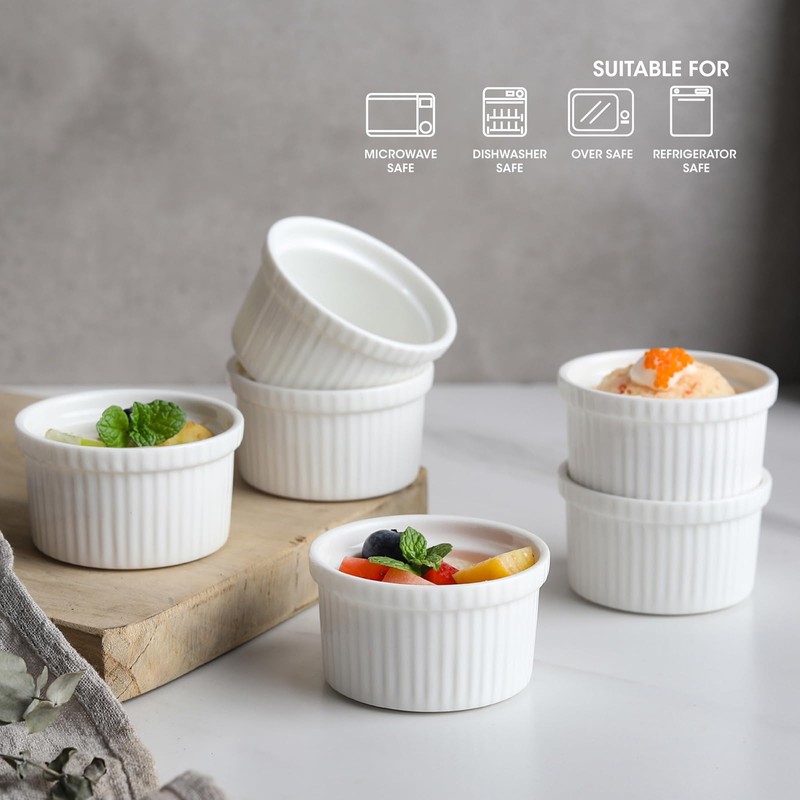 Feenmai Ramekins 8 Oz Oven Safe - Baking Bowls Set