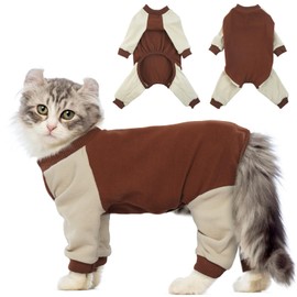 QBLEEV Cat Pajamas for Cats Only, Sticky Hair Cat Clothes, Prevent Lost Fur Kitten Onesie Shirts Costumes Outfits for Daily Wear Parties Photography, Cat Recovery Suit for Cats or Small Dogs