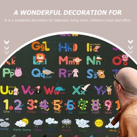 Alphabet Wall Stickers 6PCS Kids Alphabet Wall Decal Educational Number Wall Sticker Colorful A Animal Learning Wall Decal for Toddler Room Decor