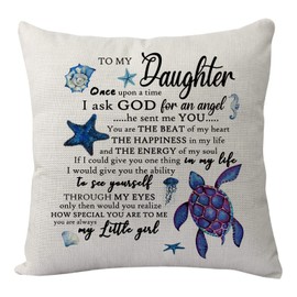 Daughter Gift from Mother Father, Funny Daughter Throw Pillow Cover Pillowcase for Birthday Christmas Graduation Reminder Gift for Women Lady Girls Daughter Cushion Cover from Mom Dad