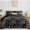 WONGS BEDDING Boho Quilt Set Queen,Black Paisley Floral Pattern Bedspread