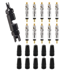 KINBOM 10pcs Valve Core Bike Kits, Alloy Valve Cores Tubeless Replacement Core Remover Tools for Cycling Use Bicycle Tire Applications (Black)