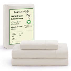 LANE LINEN Twin Bed Sheets, 100% Organic Cotton Sheets Twin Size, 3Pc Twin Bed Sheet, Hotel Quality Bed Sheet Set, Bedding Sheet & Pillowcases, Deep Pockets Upto 15" - Glacier Grey