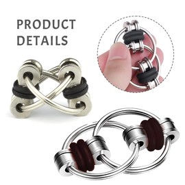 VONJUMA Pack of 4 Adhs Toy Stress Relief Toy Stress Relief Chain Toy Infinite Flip Chain Flippy Chain Game Set for Relieving Tension and Stress for Children with ADHD Black Red