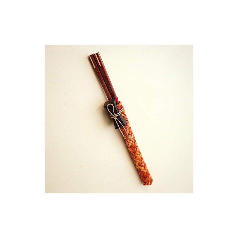 thebigmango.co.uk Wooden Round Black Chopsticks Set with Matching Rest and