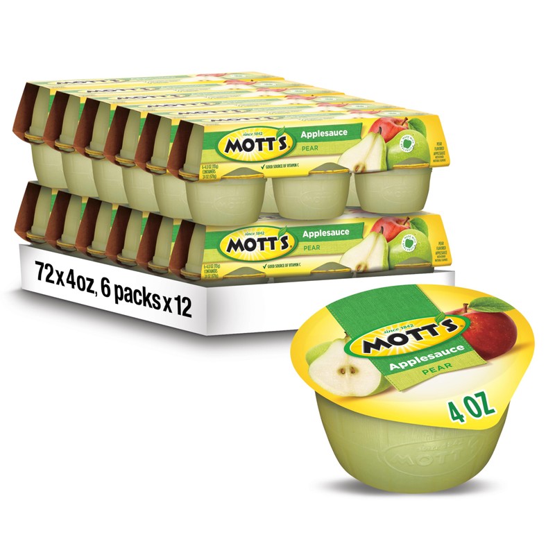 Mott's Mott's Pear Applesauce, 4 Oz Cups, 72 Count (12