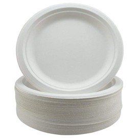 Super Rigid Paper Plates - Extra Strength White Disposable Bagasse Sugarcane Plates - Eco-Friendly, Biodegradable and Compostable - 9 inch - 50 Pack - Perfect for Picnics, BBQs,and Parties