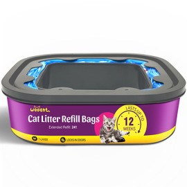 Cat Litter Refill Bags Cartridge 24FT, Compatible with Pet Genie Standard/Plus/Style Pail Refills, 7-Layer Odor Control & Leak-Proof Waste Bags, Lasts Up to 12 Weeks
