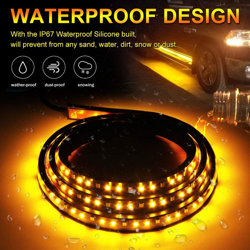 Truck LED Running Board Lights Amber Side Marker Kit, White