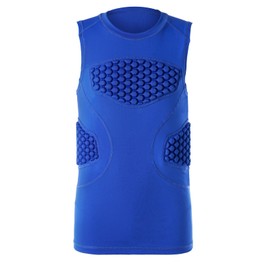 DEVOROPA Youth Boys Football Baseball Padded Compression Shirt Chest Protector Softball Lacrosse Rib Heart Sternum Guard Royal Blue L