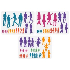 FINGERINSPIRE 3Pcs Human Figure Painting Large Stencil 8.3x11.7 PET Male Female Boys Girls Figures Model Spraying Big Stencil Reusable Human Body Silhouette Wall Stencil Creative Hollow Out Template