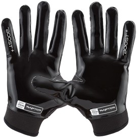 Grip Boost Raptor 2.0 Padded Men's Football Gloves with Boost Plus Grip Technology (Black, Small)
