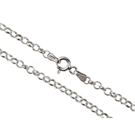 AKA Gioielli® - Pea Chain 3 mm 925 Sterling Silver Rhodium-Plated - Women's Italy Necklace Lengths: 40 45 50 55 60 65 70 75 cm, Sterling Silver, No Gemstone