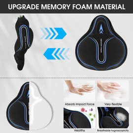 Mjkeomo New Large Bike Seat Cover for Men & Women Comfort, Bike Seat Cushion Cover, Padded Seat Cover, Soft Bicycle Seat Covers for MTB, Exercise Bikes, Indoor and Outdoor Cycling(Blue)