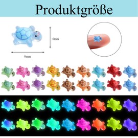 200 Stück Mini Schildkröten, Kleine Schildkröten Figuren, Mini Tiere, Mini Figuren, Für DIY Kunsthandwerk, Puppenhaus Dekoration, Garten Landschaft, Resin Kunst Projekte, 0.7x1.1 Cm Nachtleuchtend ﻿